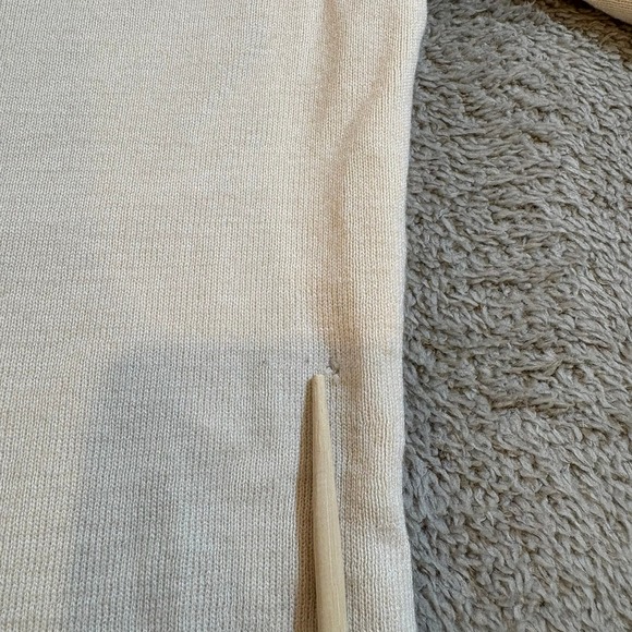 Royal Mer Bretagne Cream Ribbed Knit Top Lettuce Hem Short Sleeve Sz 42 Y2K READ - Picture 10 of 12